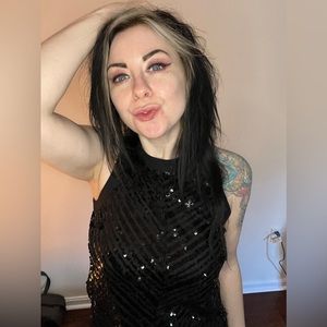 Black glitter tank top Small